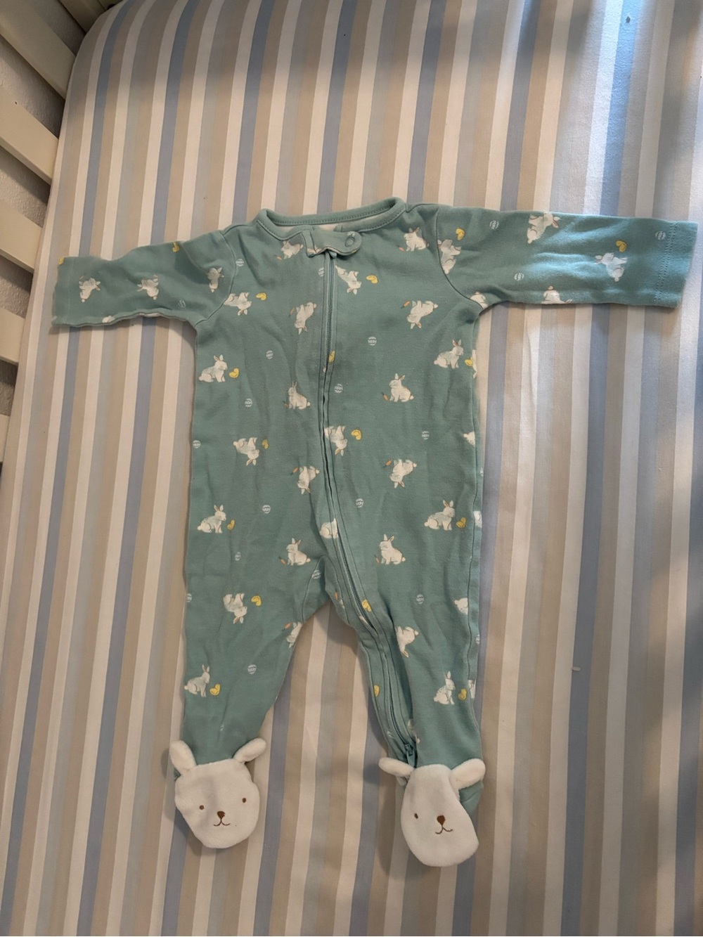 Carter's Mint Green Bunny and Chick Footie